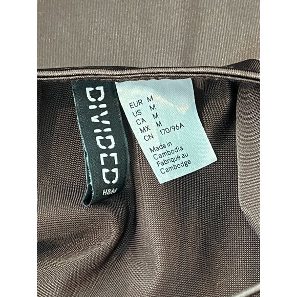 H&M Divided Brown Satin Mini Dress Women’s Medium Sleeveless Slip Party Outfit - Picture 9 of 12